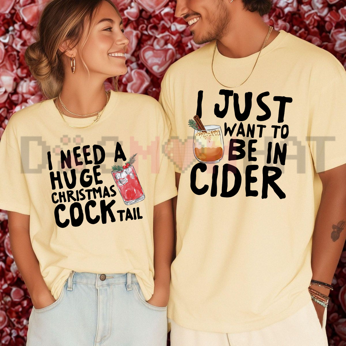 Festive Friction Tee – "Naughty & Unfiltered" Funny Couples Christmas Graphic Shirt