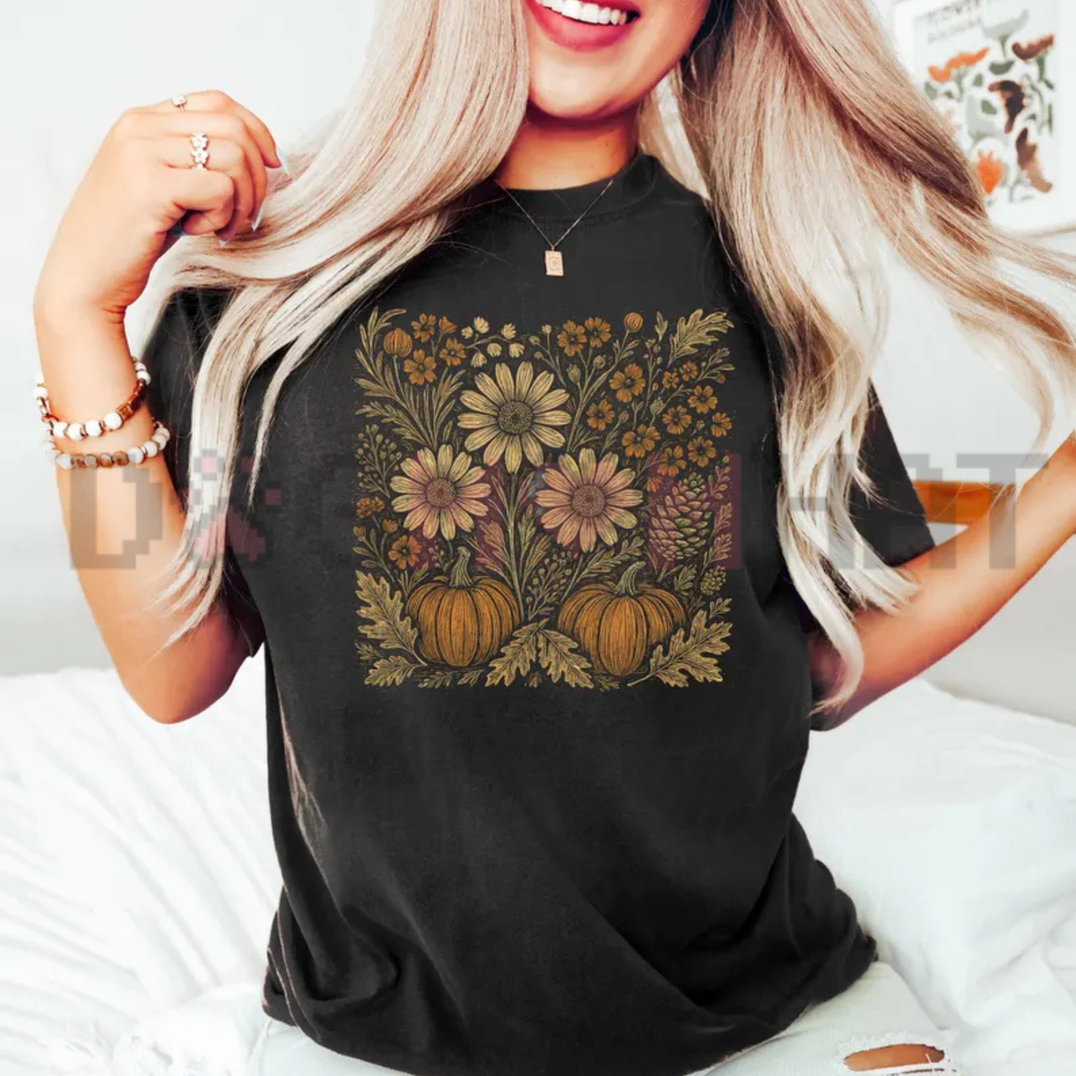 Comfort Colors® Pumpkin Sunflower Floral Fall Print Shirt – Autumn Seasonal Flower Tee