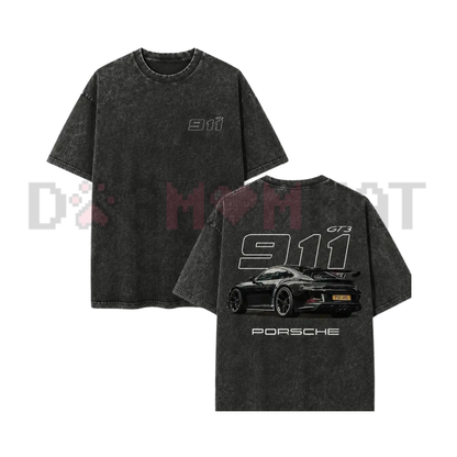 Track Day Legend GT3 Acid Wash Graphic Tee - Vintage Heavyweight German Supercar Streetwear Shirt