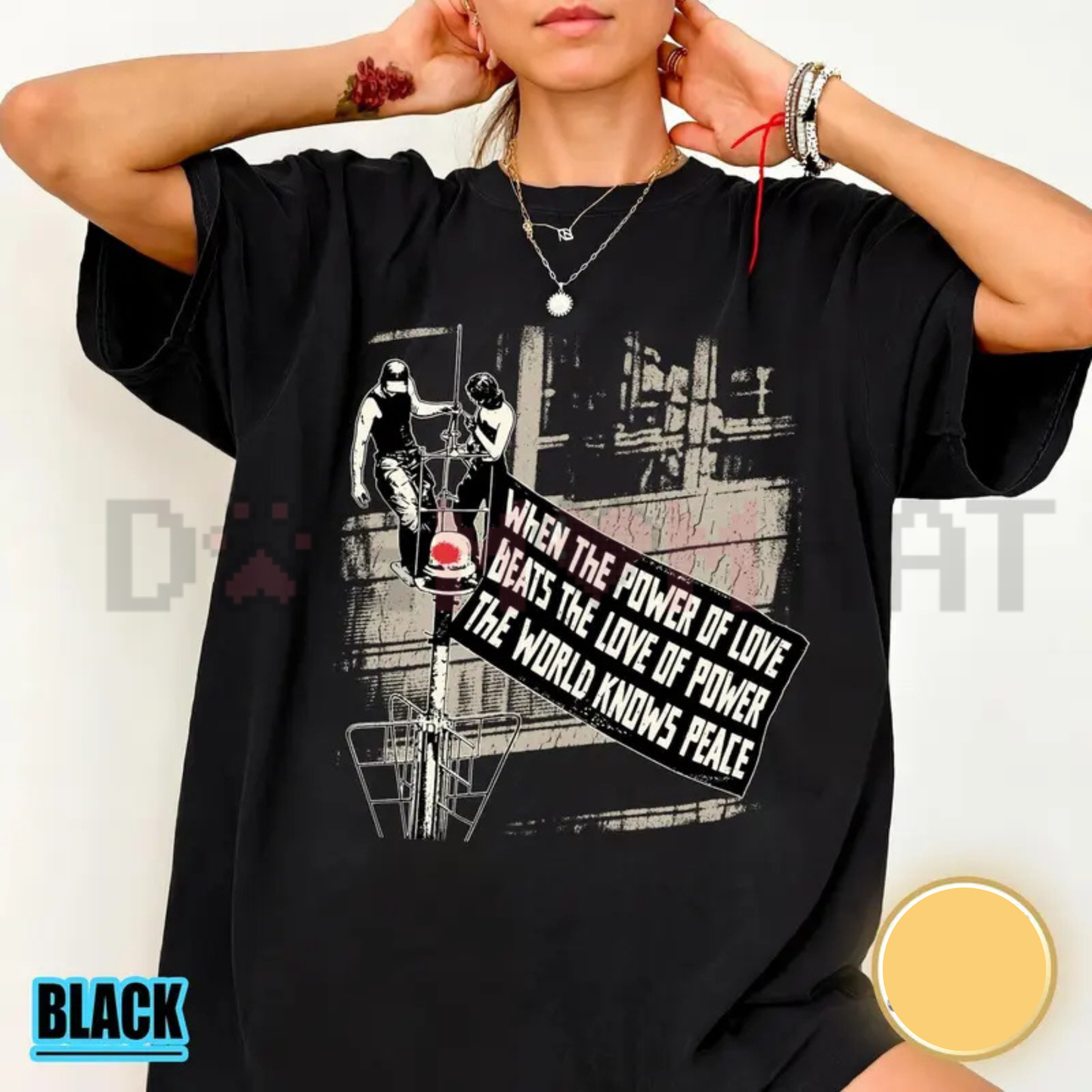 When The Power Of Love Beats The Love Of Power Shirt - Viral Peace Banner Tee