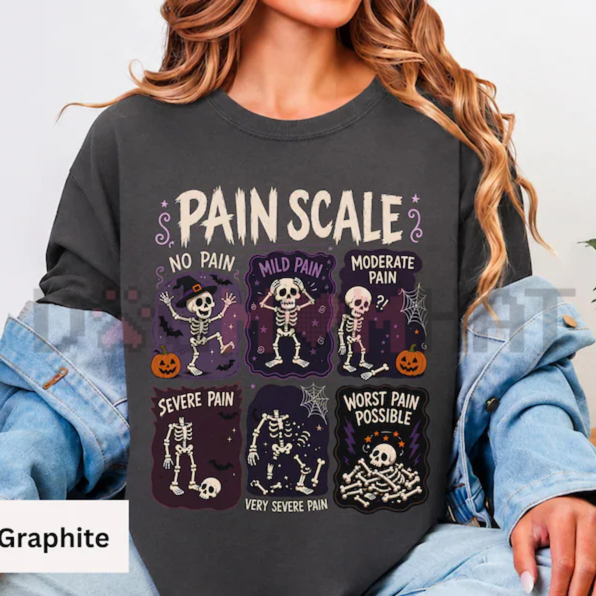 Comfort Colors® Pain Scale Skeleton Nurse T-Shirt - Funny Halloween Nursing Humor Tee