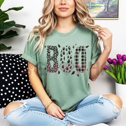 Comfort Colors® Halloween Boo Leopard Print Graphic T-Shirt