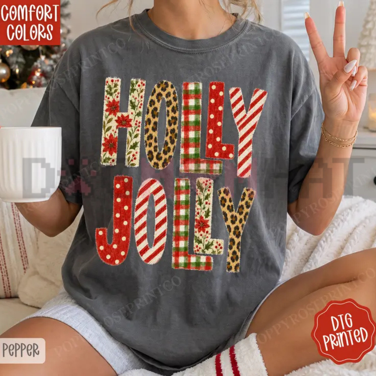 Holly Jolly Comfort Colors® Christmas Shirt - Trendy Women's Holiday Tee