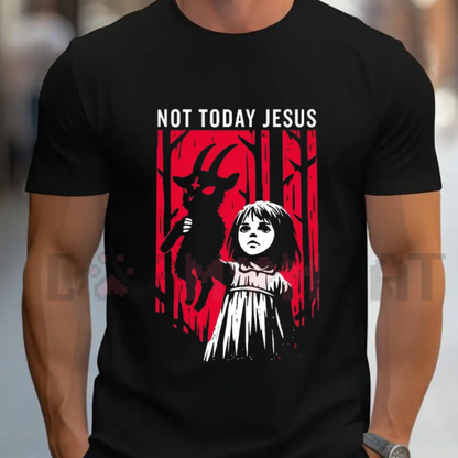 Women's Gothic Baphomet Graphic T-Shirt - Not Today Jesus Unisex Tee