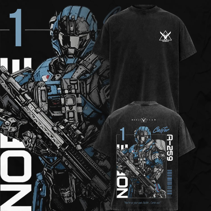 Reach Defenders Noble Team V3 Graphic Tee - Acid Wash Halo Gaming Oversized Shirt