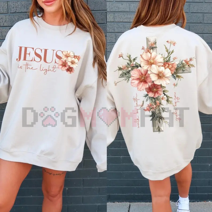 "Jesus is the Light" Christian Faith Crewneck Sweatshirt