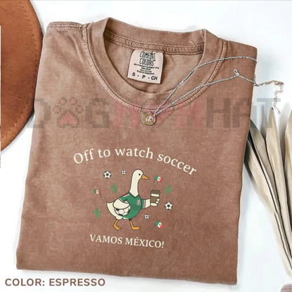 "Off To Watch Soccer" Funny Mexico Duck T-Shirt