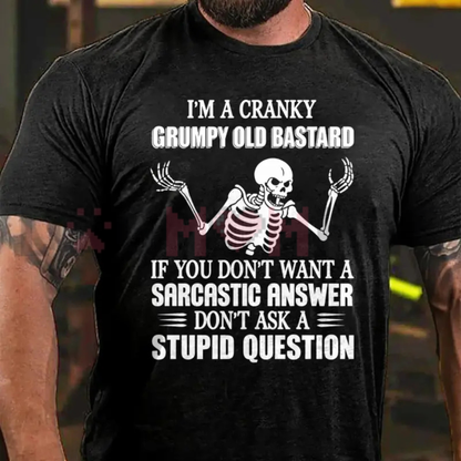 Grumpy Legend Humor Graphic Tee - Funny Cranky Old Bastard Sarcastic Men's Pure Cotton Shirt