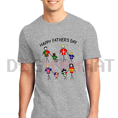 Ultimate Football Dad Stick Figure Tee - Funny Soccer Meme Pure Cotton Father's Day Graphic T-Shirt