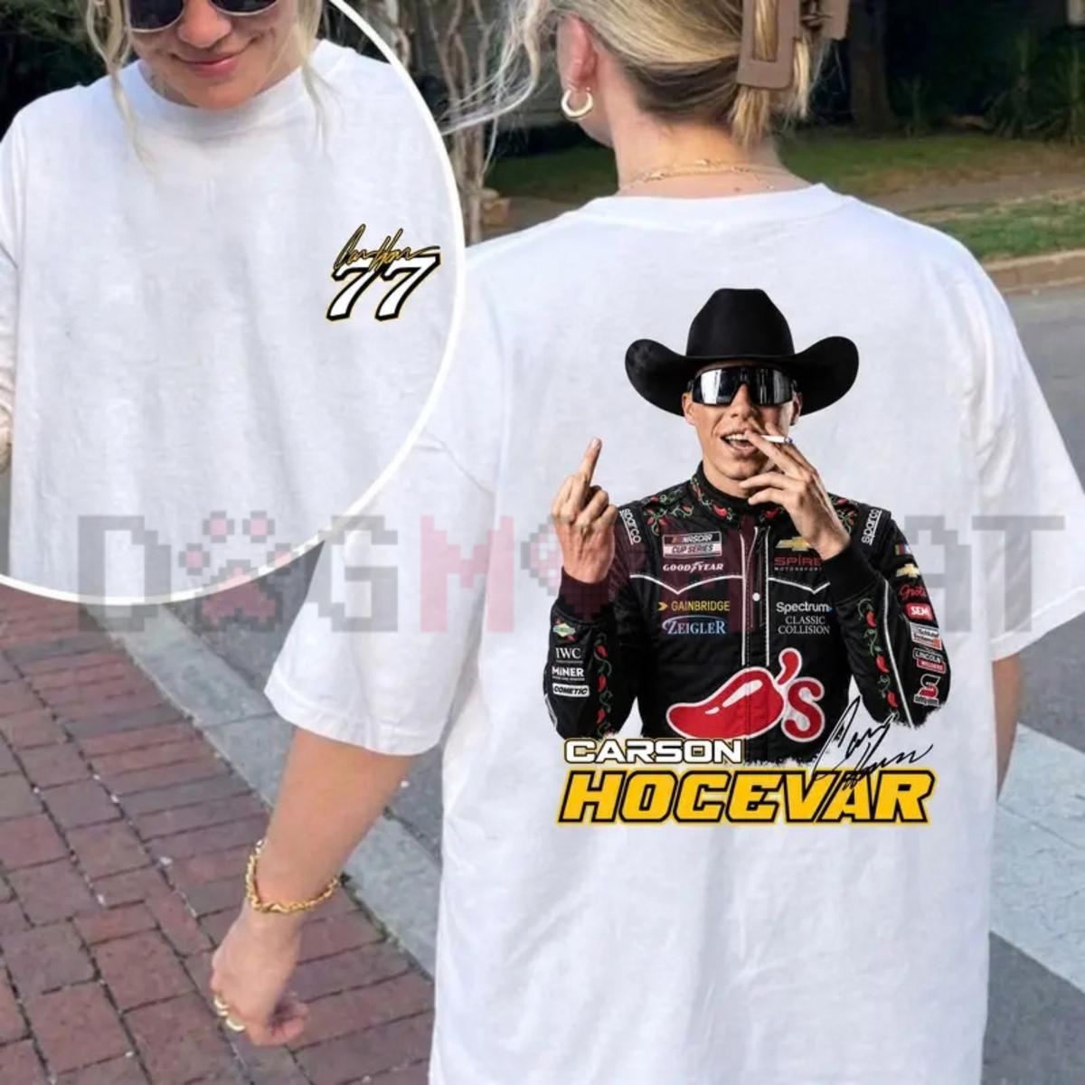 "Carson Hocevar Fight #77" Vintage Racing Graphic T-Shirt