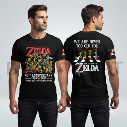 The Legend of Zelda 40th Anniversary - Commemorative Gaming Graphic T-Shirt