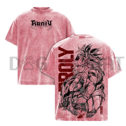 Battle Beast Rampage Anime Graphic Tee - Super Saiyan Berserker Double-Printed Heavy Cotton Oversized Streetwear Shirt