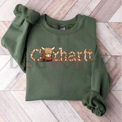 Highland Cow Sweatshirt – Western Cute Cow Crewneck