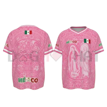 Light Pink Virgencita & San Juditas Mexico Soccer Jersey