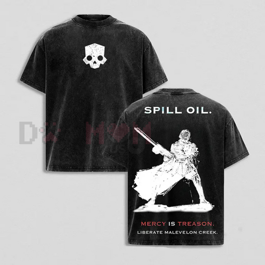 Helldivers 2 Oversized Washed T-Shirt – Unisex Gaming Graphic Tee, Washed Streetwear, Gift for Helldivers Fans