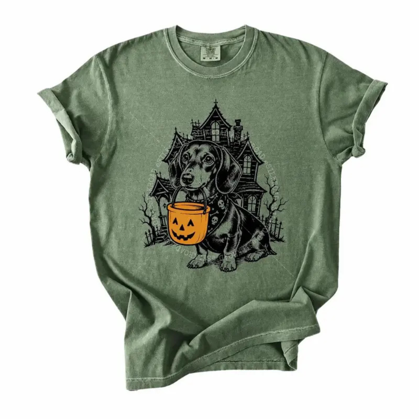 Comfort Colors 50 Dog Breeds Halloween T-Shirt - Cute Pumpkin Candy Bucket Pet Tee