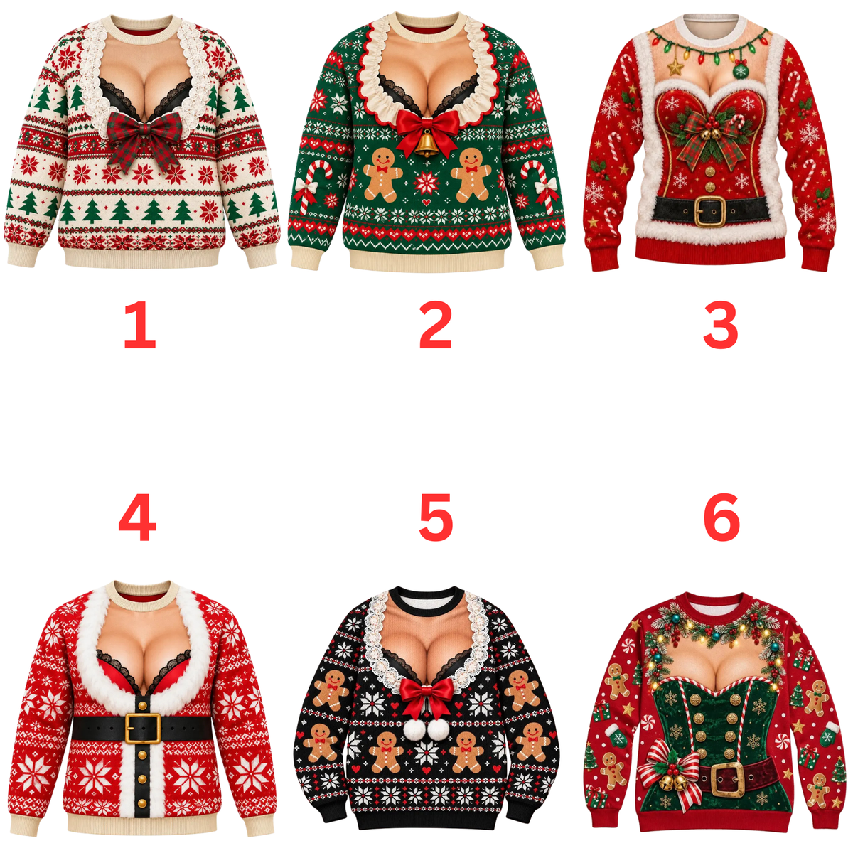 Tacky Festive Clash Crewneck – Funny Ugly Christmas Knitted Holiday Party Sweater