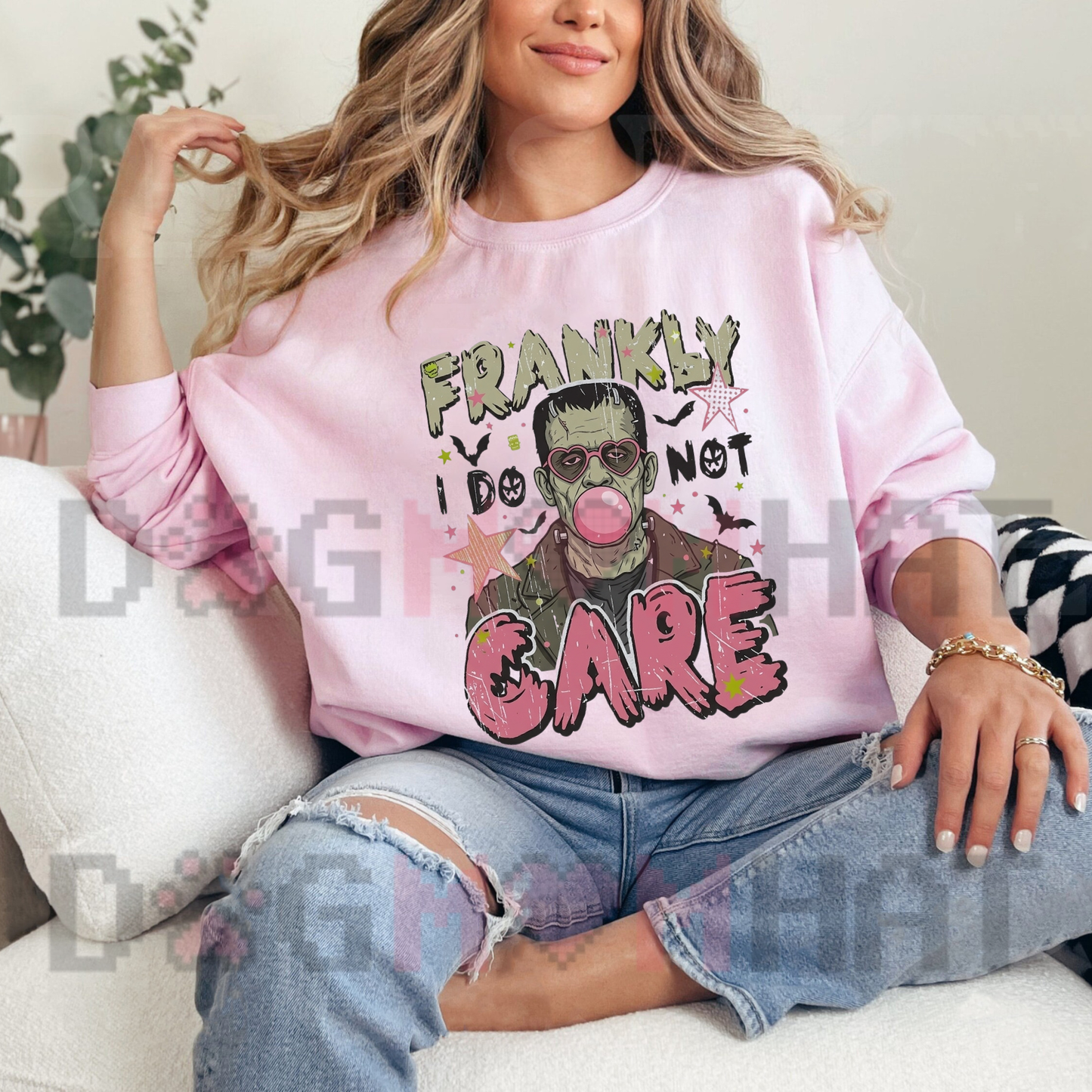 Frankly Do Not Care Sarcastic Graphic Sweatshirt - Retro Funny Quote Soft Cotton Unisex Aesthetic Fall Pullover