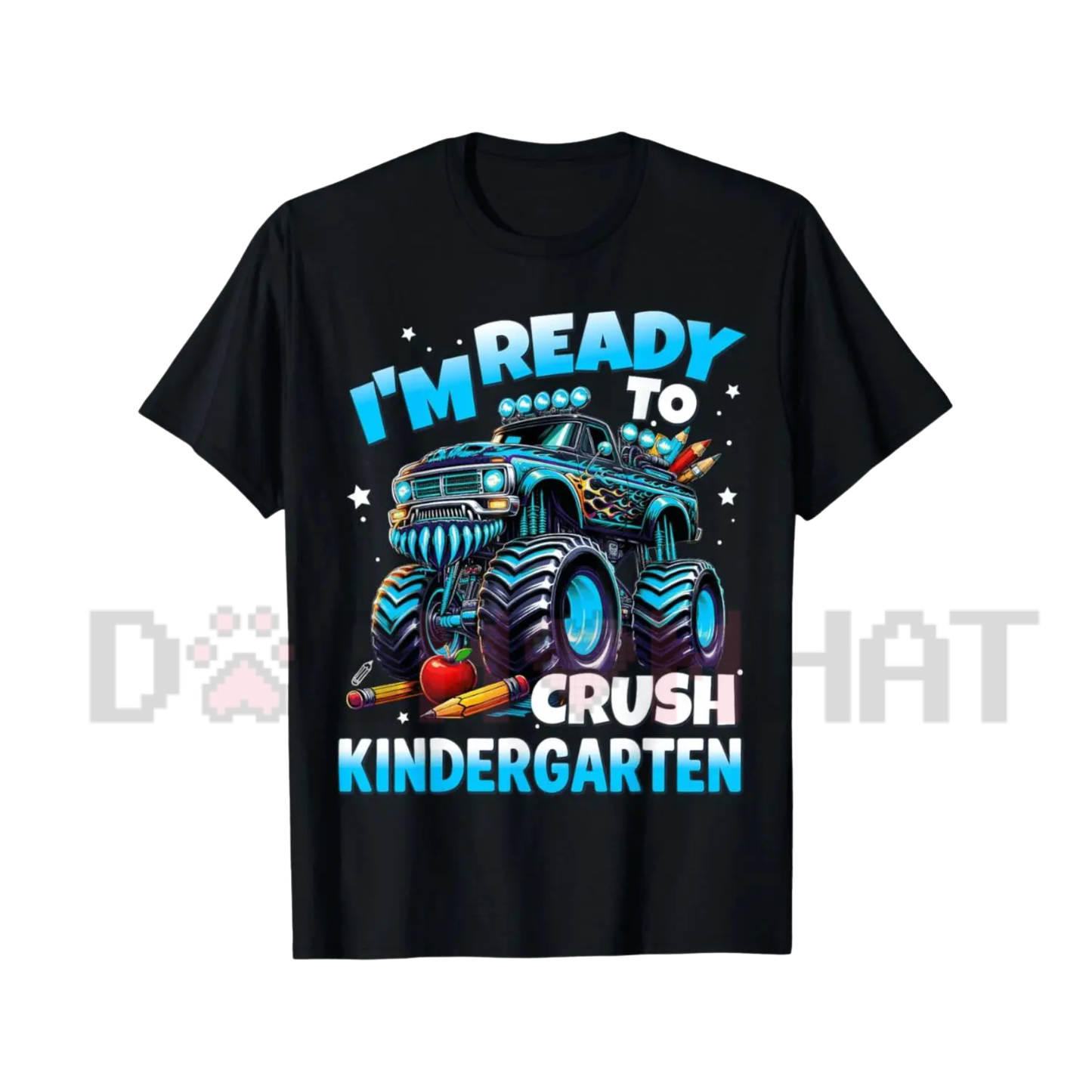 Monster Crusher Kindergarten Ready Graphic Tee - Back To School Monster Truck Kids Shirt