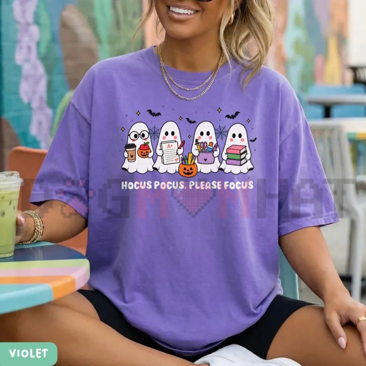 Funny Teacher Ghost Halloween Graphic T-Shirt