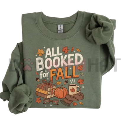 "All Booked For Fall" Vintage Autumn Reading T-Shirt - Book Lover Gift Tee