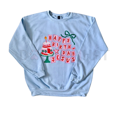 Minimalist "HBD Jesus" Funny Christmas Crewneck – Unisex Sarcastic Holiday Sweatshirt