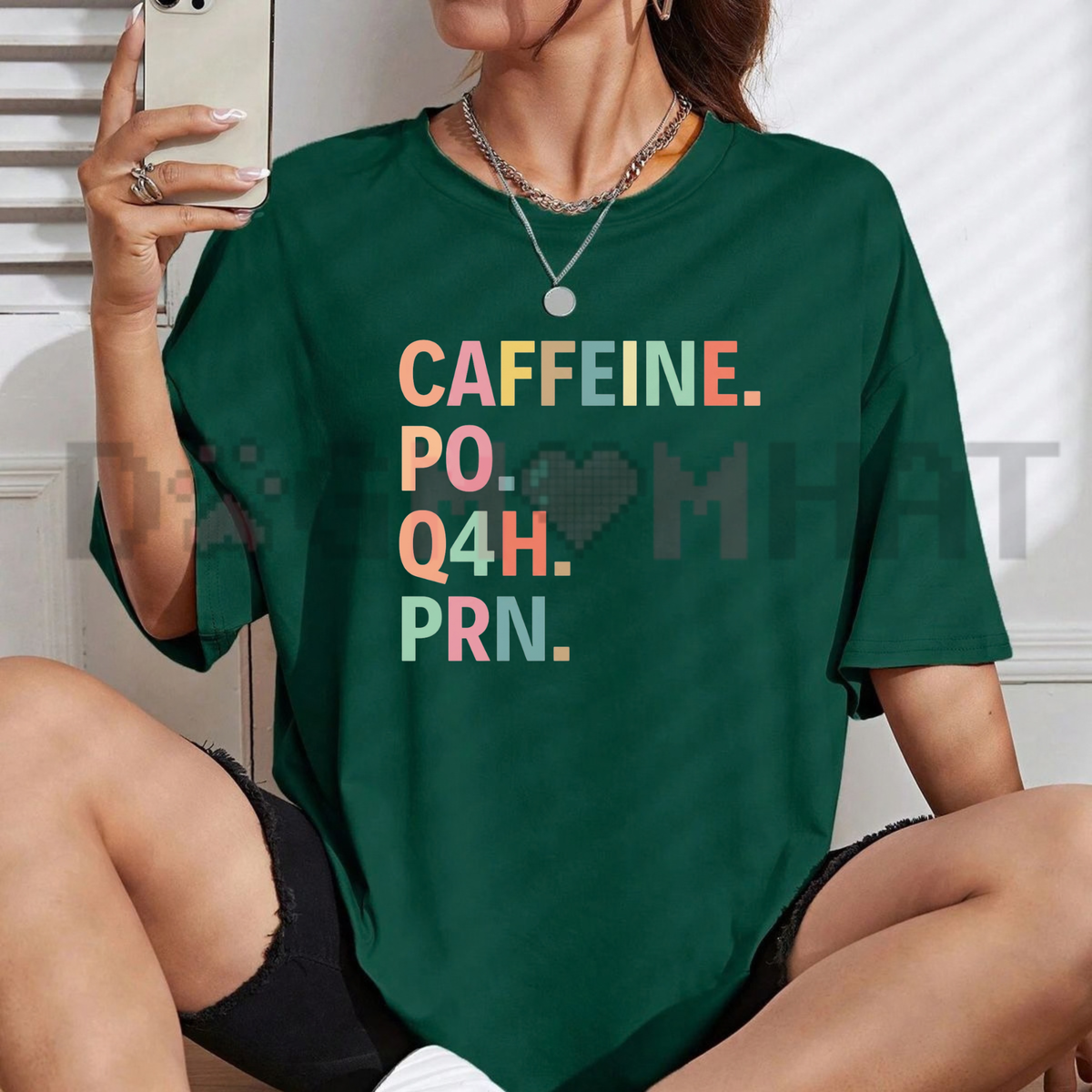 Parke Horizon Tee – "Caffeine PO Q4H PRN" Funny Nurse & Healthcare Worker Graphic Shirt