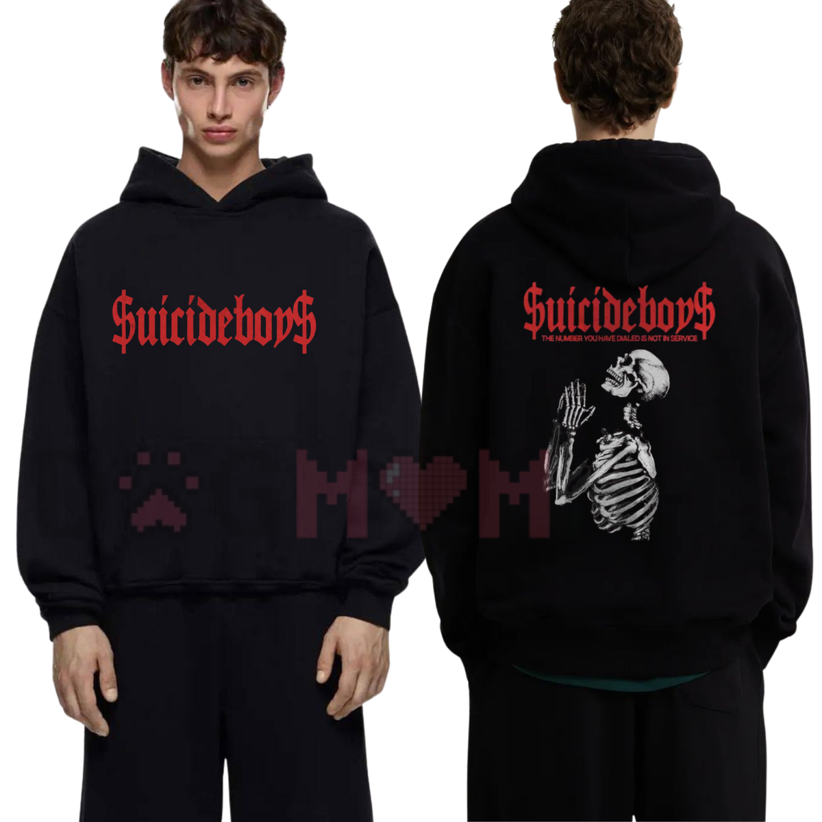 "Double-Sided Prayer Skulls" Oversize Streetwear Hoodie