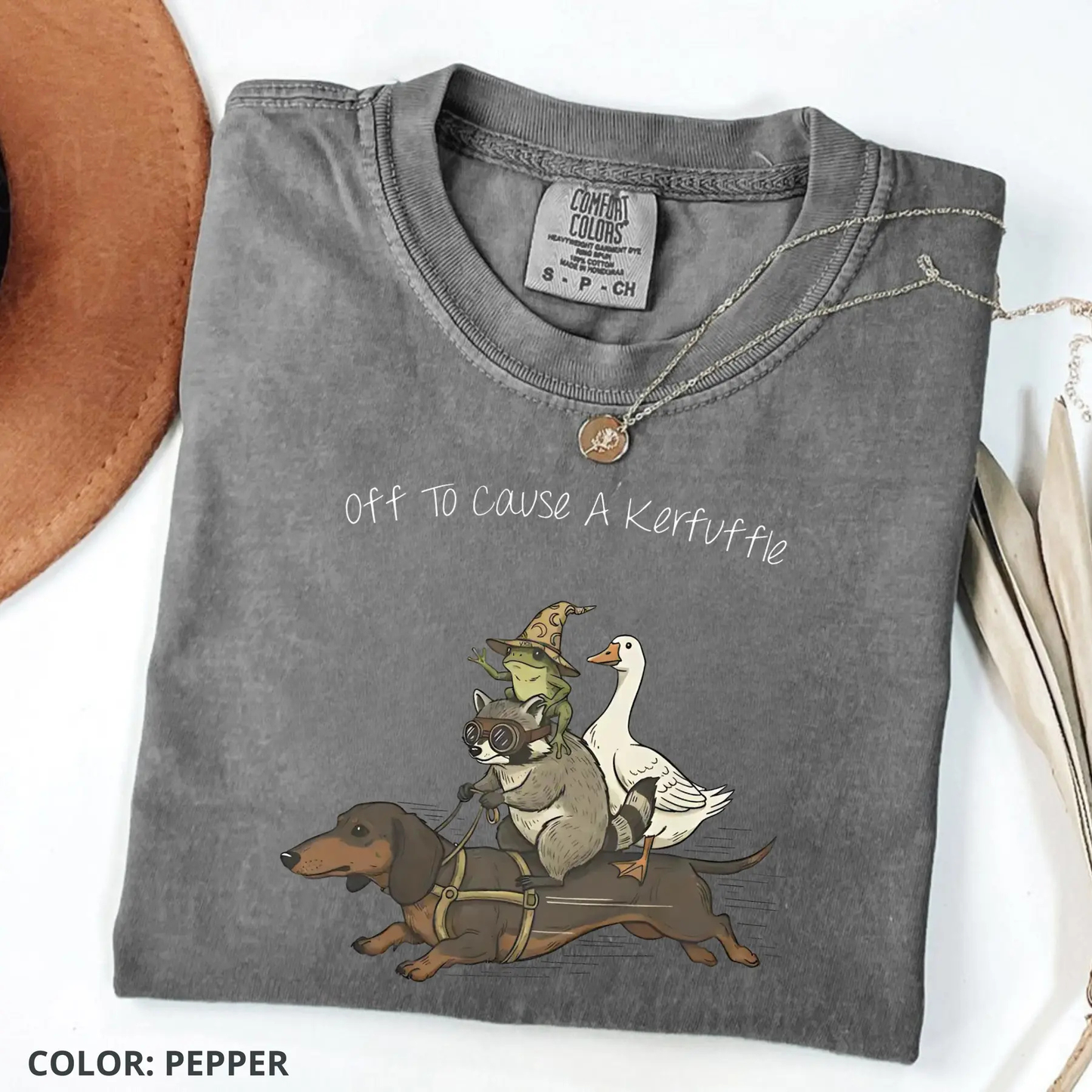 Kerfuffle Crew T-Shirt – Funny Chaos Raccoon, Goose, Frog & Wiener Dog Tee