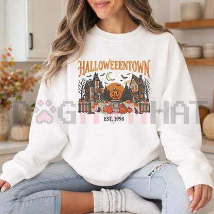 HalloweenTown Faux-Embroidered Spooky Village Graphic Sweatshirt