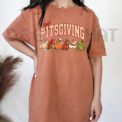 Espresso Thanksgiving Dog Breeds Vintage Graphic T-Shirt