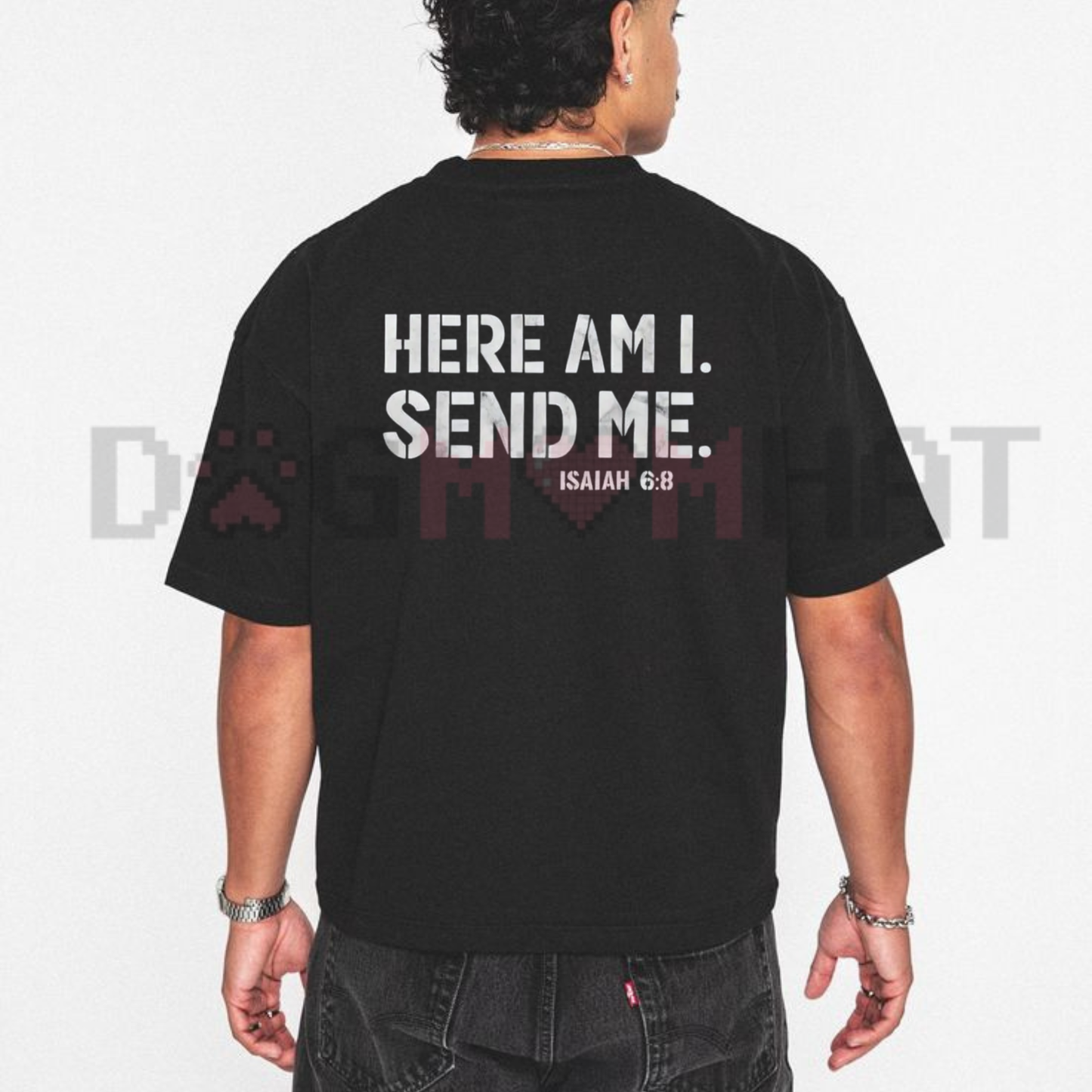 Here Am I Send Me Faith Graphic Tee - Christian Isaiah 6:8 Shirt for Men