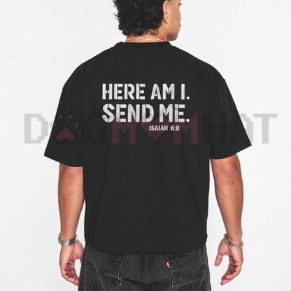 Here Am I Send Me Faith Graphic Tee - Christian Isaiah 6:8 Shirt for Men