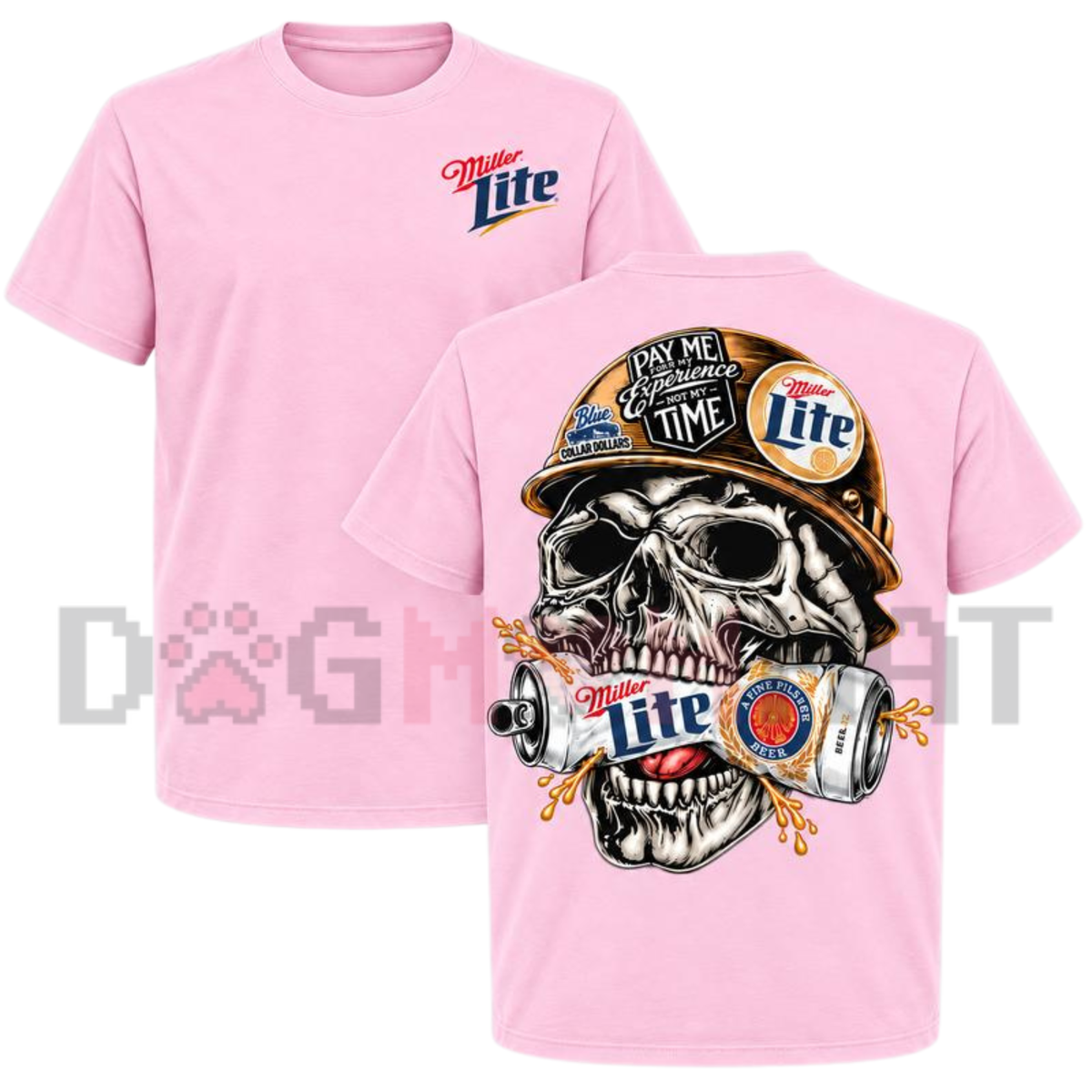 Retro Skull Pilsner Beer Hard Hat Graphic T-Shirt