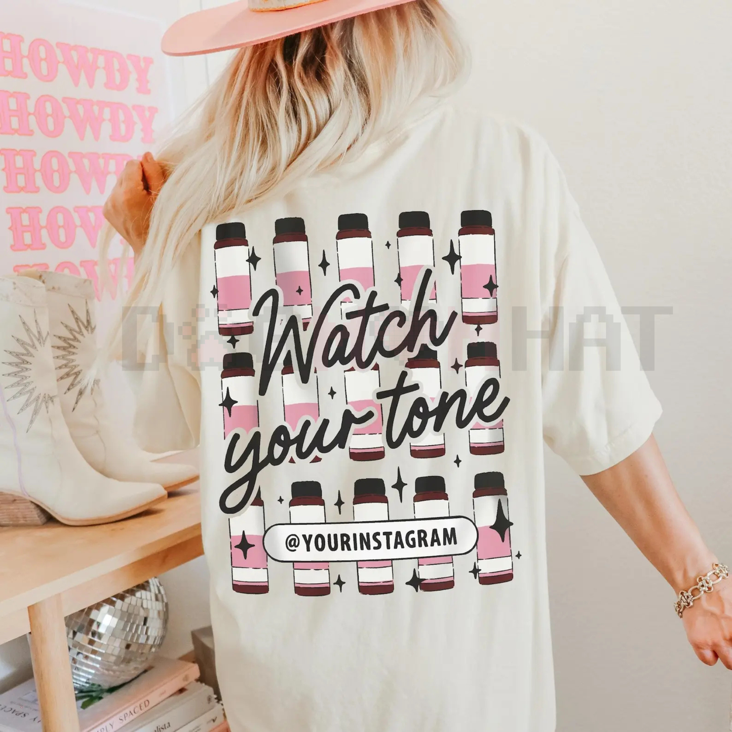 Personalized Insta Handle Boundary T-Shirt – Unisex "Watch Your Tone" Slogan Tee