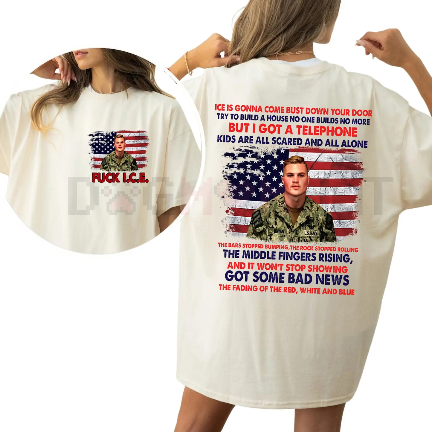 Fading Red, White & Blue Graphic Shirt – Casual Graphic Short Sleeve T-Shirt