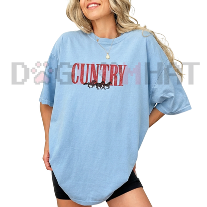Retro Funny Cowgirl Rodeo Print T-Shirt - Country Concert Fit Short Sleeve Tee