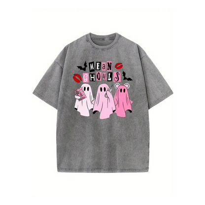 Unisex "Mean Ghouls" T-Shirt – Halloween Streetwear Tee, Washed Vintage Style