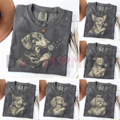 Botanical Dog Breeds & Wildlife Graphic Tee - Vintage Forest Animal Cotton Unisex T-Shirt Gift For Nature Lovers