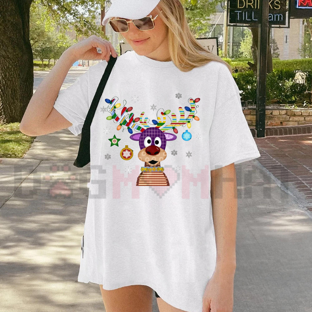 Festive Friction Tee – Funny Cute Reindeer Christmas Graphic T-Shirt
