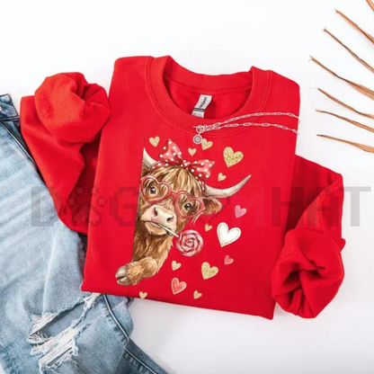 Valentine Highland Cow Sweatshirt