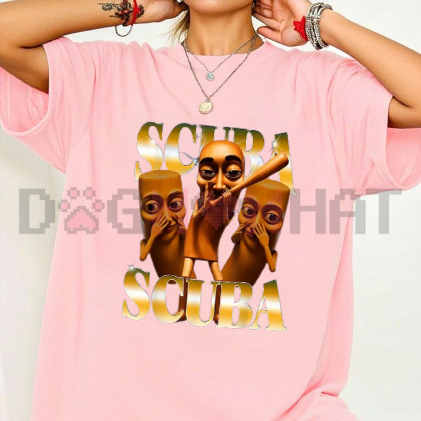 Scuba Tung Tung Sahur Stupid Dance Graphic Tee - Viral Y2K Brainrot Meme Cotton Unisex Streetwear T-Shirt