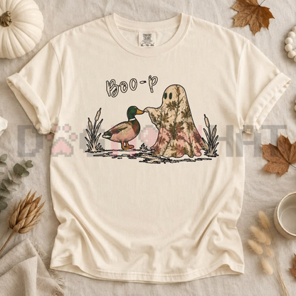 Quack-O-Lantern Squad Tee – Funny Boo-P Duck & Camo Ghost Comfort Colors Halloween Shirt
