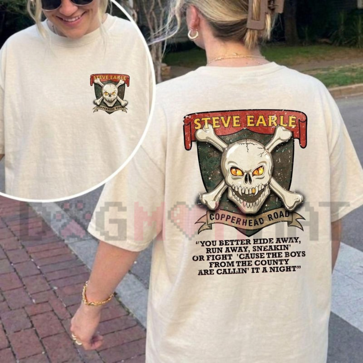Steve Earle Copperhead Road Vintage Skull Graphic T-Shirt