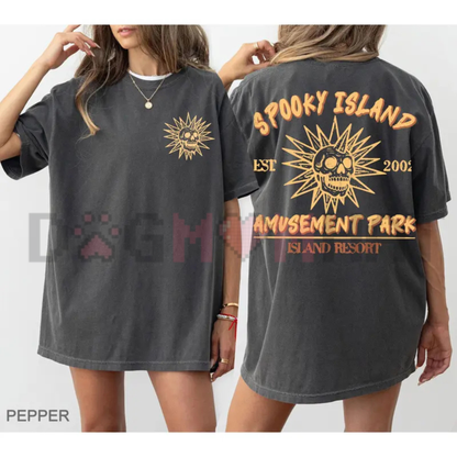 Comfort Colors® Spooky Island T-Shirt - Retro Halloween Nostalgia & Summerween Graphic Tee