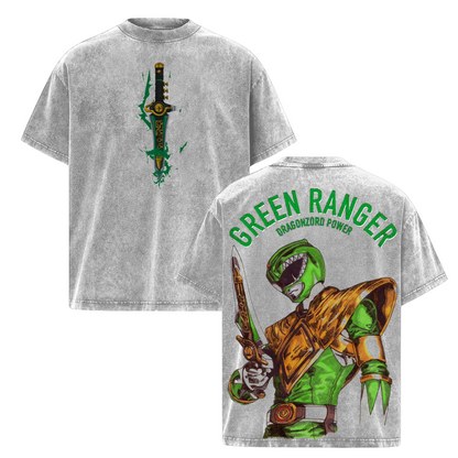 Green Ranger Power Rangers Oversized T-Shirt - Lightweight Acid Washed Tee