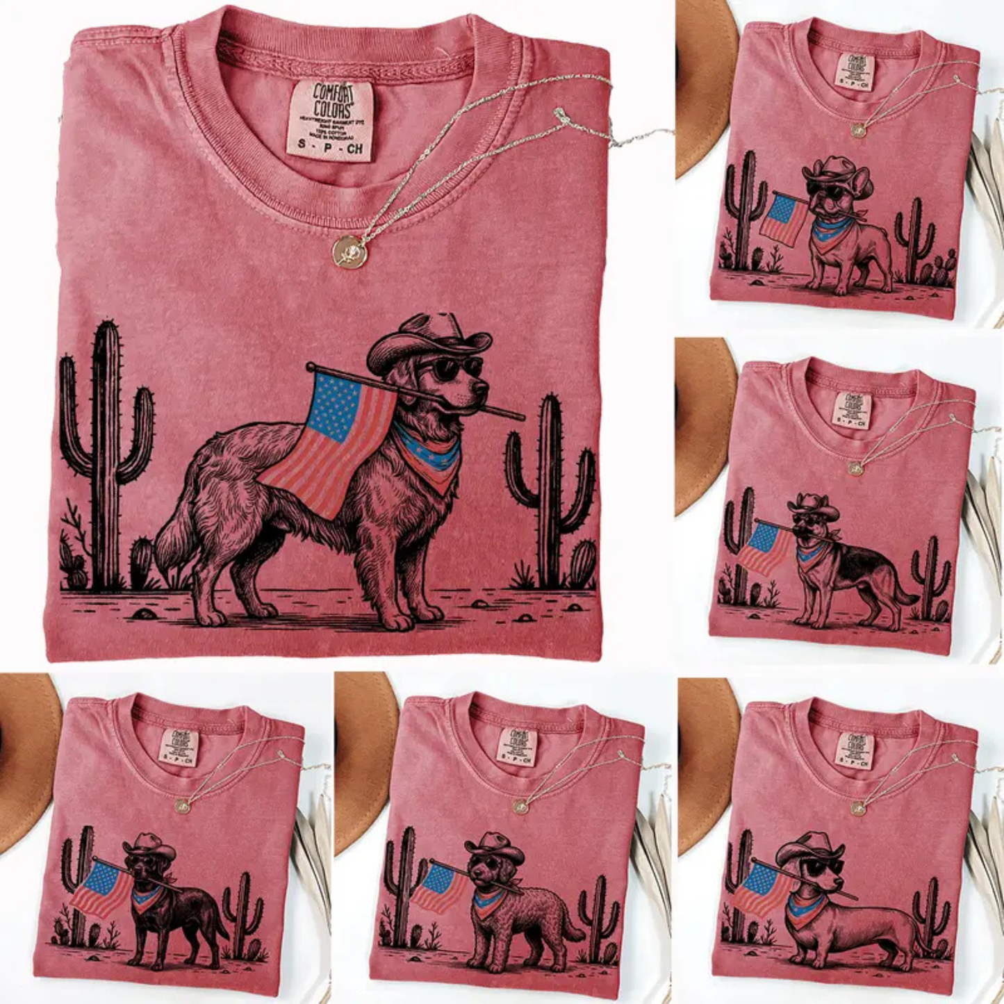 Patriotic Dog Shirt – 50+ Dog Breeds Western Cowboy Tee