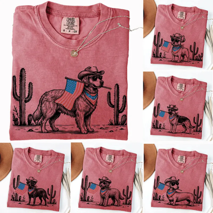 Patriotic Dog Shirt – 50+ Dog Breeds Western Cowboy Tee