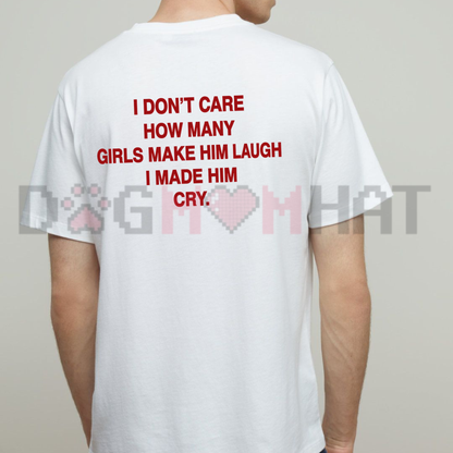 Trendy Savage Quote "I Made Him Cry" Brown Oversized Graphic Tee