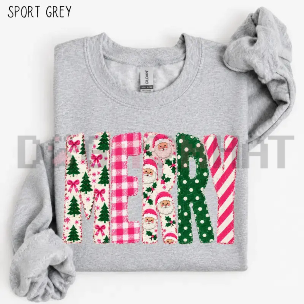 Festive Friction Crewneck – Retro Pink Merry Christmas Polka Dot Tree Sweatshirt
